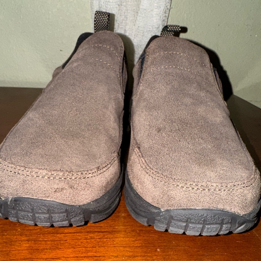 L.L. Bean Suede Light Blue Comfort Slip On Moccasins Women’s Shoes Size 8W - Picture 13 of 15